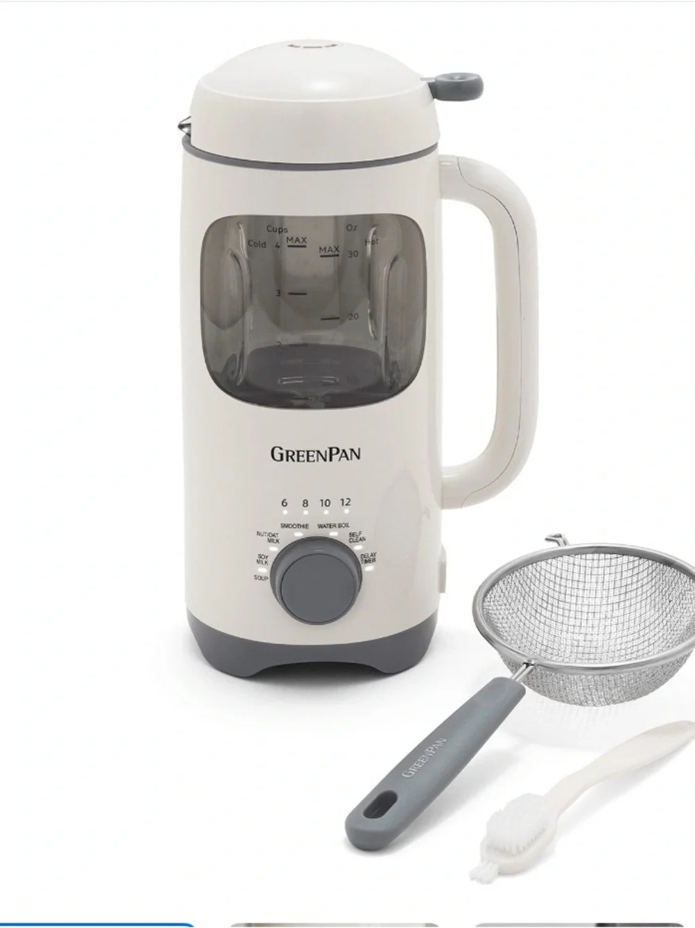 BNIB GreenPan Cream and Gray Electric Soup Maker with Accessories